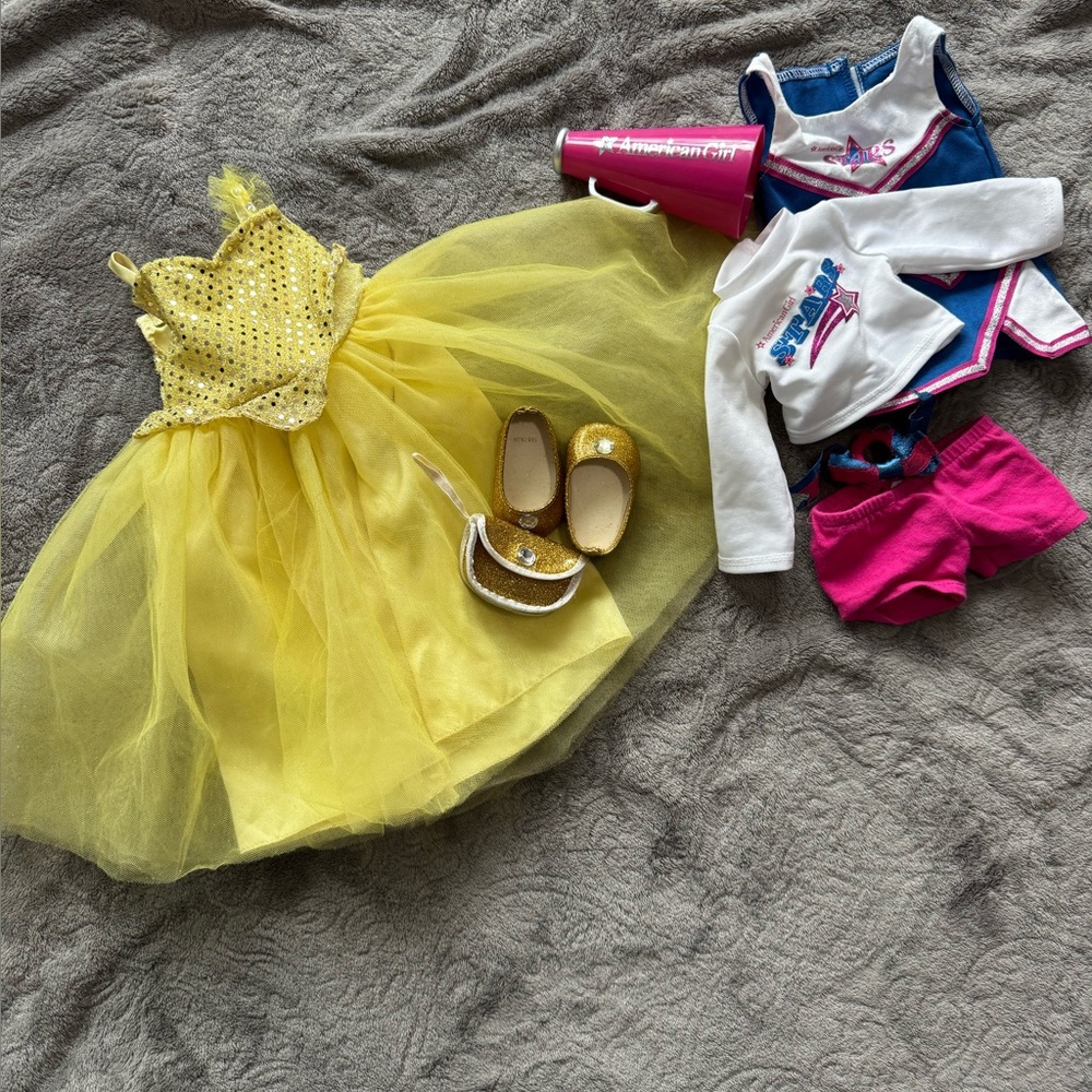 American Girl Doll (18”) Dress up bundle (cheer and princess)
